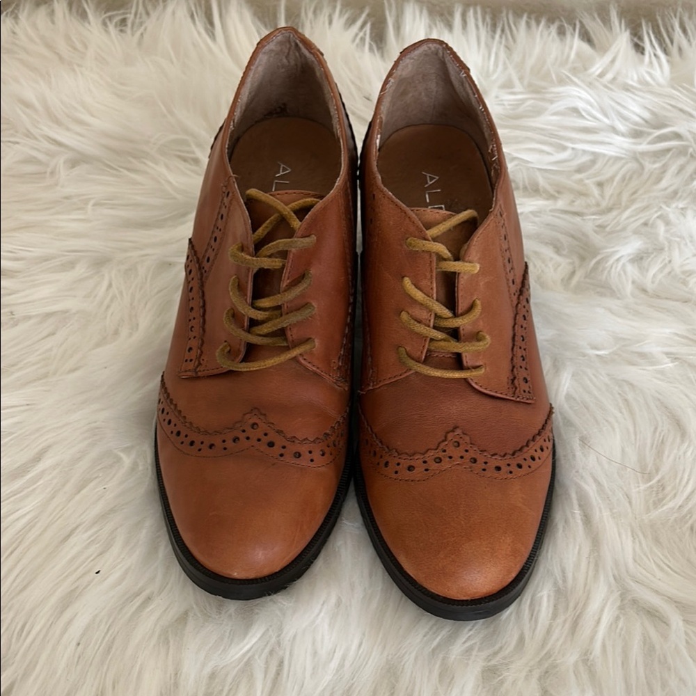 Aldo Brown Leather Brogue Loafers
